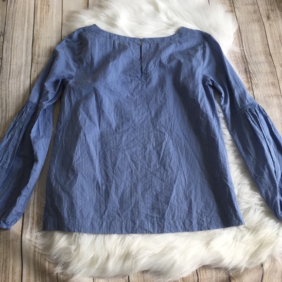 Loft Blue Pinstripe Blouse with Pirate Sleeves - Picture 5 of 5